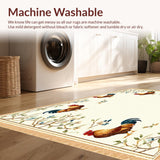 Ultra Soft Area Rug, Non Slip, Stain Resistant, Washable Area Rugs for Living Room, Bedroom, Rustic Chicken Theme Kitchen Contemporary Beige Multi Color Farm Animal Art(Beige)