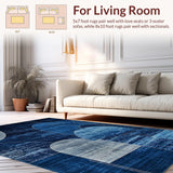 Ultra Soft Area Rug, Non Slip, Stain Resistant, Washable Area Rugs for Living Room, Bedroom, Sophisticated Tiled Symmetry Arrangement(Blue)