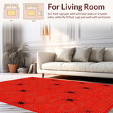Ultra Soft Area Rug, Non Slip, Stain Resistant, Washable Area Rugs for Living Room, Bedroom, Elegant Black and Red Motif(Red)