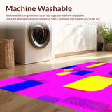 Ultra Soft Area Rug, Non Slip, Stain Resistant, Washable Area Rugs for Living Room, Bedroom, Retro Pop Art Geometric Delight(Pink)