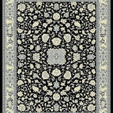 Ultra Soft Area Rug, Non Slip, Stain Resistant, Washable Area Rugs for Living Room, Bedroom, Contemporary Black Abstract Flourish(Black)