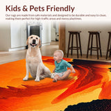 Ultra Soft Area Rug, Non Slip, Stain Resistant, Washable Area Rugs for Living Room, Bedroom, Vivid Abstract Lava Aesthetic(Orange)