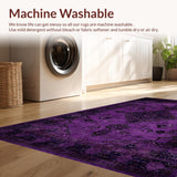 Ultra Soft Area Rug, Non Slip, Stain Resistant, Washable Area Rugs for Living Room, Bedroom, Bold Vibrant Floral Composition(Purple)