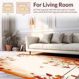 Ultra Soft Area Rug, Non Slip, Stain Resistant, Washable Area Rugs for Living Room, Bedroom, Rustic Harvest Medley with Burnt Orange Leaf Motifs and Earthtone Borders(Orange)