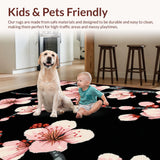Ultra Soft Area Rug, Non Slip, Stain Resistant, Washable Area Rugs for Living Room, Bedroom, Chic Japanese-Inspired Nature Motif(Pink)