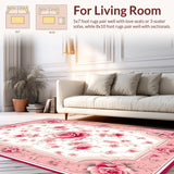 Ultra Soft Area Rug, Non Slip, Stain Resistant, Washable Area Rugs for Living Room, Bedroom, Eclectic Nature-Inspired Color Harmony(Pink)