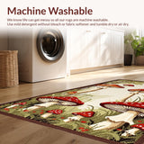 Ultra Soft Area Rug, Non Slip, Stain Resistant, Washable Area Rugs for Living Room, Bedroom, Eclectic Earthy Toned Fungi Design(Brown)