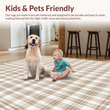 Ultra Soft Area Rug, Non Slip, Stain Resistant, Washable Area Rugs for Living Room, Bedroom, Charming Checkered Round Area Beige and White Design for Home(Brown)