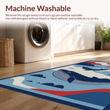 Ultra Soft Area Rug, Non Slip, Stain Resistant, Washable Area Rugs for Living Room, Bedroom, Vibrant Oceanic Animal Pattern(Blue)