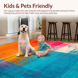 Ultra Soft Area Rug, Non Slip, Stain Resistant, Washable Area Rugs for Living Room, Bedroom, Contemporary Artistic Swirl Motif(Orange)
