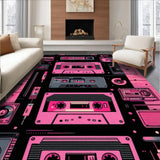 Ultra Soft Area Rug, Non Slip, Stain Resistant, Washable Area Rugs for Living Room, Bedroom, Dynamic Colorful Music Visual(Pink)