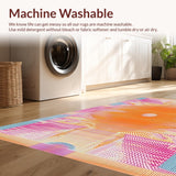 Ultra Soft Area Rug, Non Slip, Stain Resistant, Washable Area Rugs for Living Room, Bedroom, Chic Modern Circular Artistry(Orange)