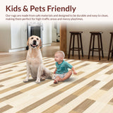 Ultra Soft Area Rug, Non Slip, Stain Resistant, Washable Area Rugs for Living Room, Bedroom, Inviting Plush Checkered Decor Style(Beige)