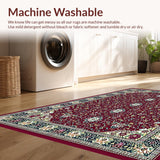 Ultra Soft Area Rug, Non Slip, Stain Resistant, Washable Area Rugs for Living Room, Bedroom, Vibrant Teal Tiled Pattern(Red)