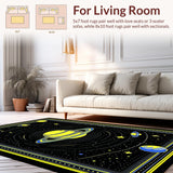 Ultra Soft Area Rug, Non Slip, Stain Resistant, Washable Area Rugs for Living Room, Bedroom, Bold Astronomical Shape Arrangement(Yellow)