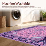 Ultra Soft Area Rug, Non Slip, Stain Resistant, Washable Area Rugs for Living Room, Bedroom, Elegant Vintage Floral Motif(Pink)