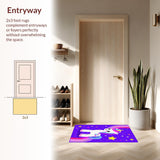 Ultra Soft Area Rug, Non Slip, Stain Resistant, Washable Area Rugs for Living Room, Bedroom, Playful Kawaii Rainbow Dreamscape(Purple)