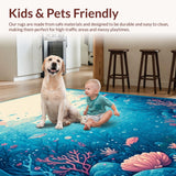 Ultra Soft Area Rug, Non Slip, Stain Resistant, Washable Area Rugs for Living Room, Bedroom, Radiant Aquatic Harmony Style(Blue)