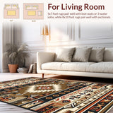 Ultra Soft Area Rug, Non Slip, Stain Resistant, Washable Area Rugs for Living Room, Bedroom, Southwest Earthy Geometric Elegance(Brown)