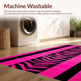Ultra Soft Area Rug, Non Slip, Stain Resistant, Washable Area Rugs for Living Room, Bedroom, Eclectic Monochrome Animal Motif(Pink)