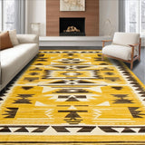 Ultra Soft Area Rug, Non Slip, Stain Resistant, Washable Area Rugs for Living Room, Bedroom, Chic Yellow-Brown Abstract Composition(Yellow)