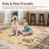 Ultra Soft Area Rug, Non Slip, Stain Resistant, Washable Area Rugs for Living Room, Bedroom, Vintage Beige Area Brown Retro Medallion Non Slip(Beige)