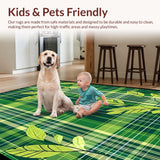 Ultra Soft Area Rug, Non Slip, Stain Resistant, Washable Area Rugs for Living Room, Bedroom, Whimsical Buffalo Check Arrangement(Green)