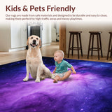 Ultra Soft Area Rug, Non Slip, Stain Resistant, Washable Area Rugs for Living Room, Bedroom, Vibrant Celestial Swirl Artwork(Purple)