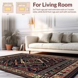 Ultra Soft Area Rug, Non Slip, Stain Resistant, Washable Area Rugs for Living Room, Bedroom, Rustic Geometric Black and White Design(Black)