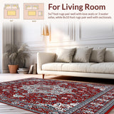 Ultra Soft Area Rug, Non Slip, Stain Resistant, Washable Area Rugs for Living Room, Bedroom, Modern for Kitchen(Red)