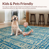 Ultra Soft Area Rug, Non Slip, Stain Resistant, Washable Area Rugs for Living Room, Bedroom, Luxurious Vintage Tiled Aesthetic(Blue)