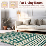 Ultra Soft Area Rug, Non Slip, Stain Resistant, Washable Area Rugs for Living Room, Bedroom, Black and White Striped Rug Machine Washable Abstract Animal Design(Green)