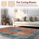 Ultra Soft Area Rug, Non Slip, Stain Resistant, Washable Area Rugs for Living Room, Bedroom, Artful Abstract Lagoon Palette(Orange)