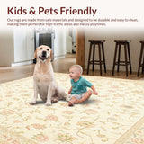 Ultra Soft Area Rug, Non Slip, Stain Resistant, Washable Area Rugs for Living Room, Bedroom, Subtle Beige Floral Design Area Low Pile Indoor(Beige)