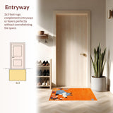 Ultra Soft Area Rug, Non Slip, Stain Resistant, Washable Area Rugs for Living Room, Bedroom, Expressive Youth Themed Illustrative Art(Orange)