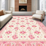 Ultra Soft Area Rug, Non Slip, Stain Resistant, Washable Area Rugs for Living Room, Bedroom, Rustic Soft Pastel Blooms(Ivory)