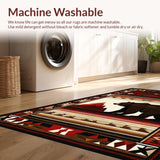 Ultra Soft Area Rug, Non Slip, Stain Resistant, Washable Area Rugs for Living Room, Bedroom, Bold Rustic Cabin Decor(Red)