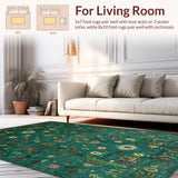 Ultra Soft Area Rug, Non Slip, Stain Resistant, Washable Area Rugs for Living Room, Bedroom, Vibrant Jungle-Inspired Artwork(Blue)