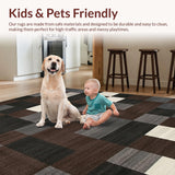 Ultra Soft Area Rug, Non Slip, Stain Resistant, Washable Area Rugs for Living Room, Bedroom, Creative Modern Patchwork Flair(Brown)
