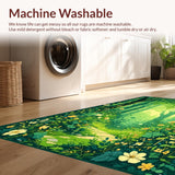 Ultra Soft Area Rug, Non Slip, Stain Resistant, Washable Area Rugs for Living Room, Bedroom, Joyful Colorful Garden Vibe(Green)