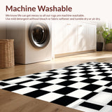 Ultra Soft Area Rug, Non Slip, Stain Resistant, Washable Area Rugs for Living Room, Bedroom, Soft Monochrome Bedroom Shag Rug for Minimalist Decor(Black)