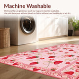 Ultra Soft Area Rug, Non Slip, Stain Resistant, Washable Area Rugs for Living Room, Bedroom, Bright Cheerful Blossom Theme(Pink)