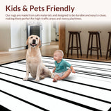 Ultra Soft Area Rug, Non Slip, Stain Resistant, Washable Area Rugs for Living Room, Bedroom, Elegant Black and White Striped Rug Subtle Contrast Area Rug(Gray)