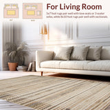 Ultra Soft Area Rug, Non Slip, Stain Resistant, Washable Area Rugs for Living Room, Bedroom, Minimalist Warm Beige Knitted Look(Beige)