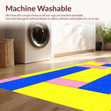 Ultra Soft Area Rug, Non Slip, Stain Resistant, Washable Area Rugs for Living Room, Bedroom, Eclectic Geometric Color Fusion(Yellow)