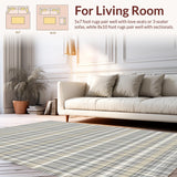 Ultra Soft Area Rug, Non Slip, Stain Resistant, Washable Area Rugs for Living Room, Bedroom, Luxurious Traditional Tartan Appeal(Beige)
