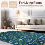 Ultra Soft Area Rug, Non Slip, Stain Resistant, Washable Area Rugs for Living Room, Bedroom, Vibrant Earthy Tones Geometric Layout(Blue)