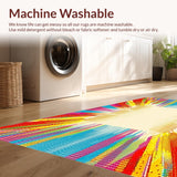 Ultra Soft Area Rug, Non Slip, Stain Resistant, Washable Area Rugs for Living Room, Bedroom, Geometric Burst Vibrant Multi Colors and Beige Hues(Yellow)