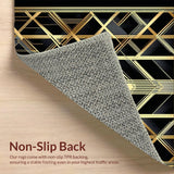 Ultra Soft Area Rug, Non Slip, Stain Resistant, Washable Area Rugs for Living Room, Bedroom, Art Deco Golden Scales Motif(Black)
