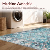 Ultra Soft Area Rug, Non Slip, Stain Resistant, Washable Area Rugs for Living Room, Bedroom, Whimsical Cozy Ogee Pattern(Blue)